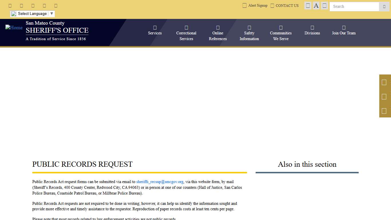 Public Records Request | San Mateo County Sheriff's Office